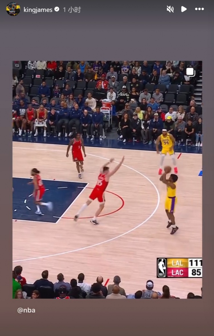  為你驕傲！布朗尼投進NBA生涯首記三分球！詹姆斯賽后轉發(fā)