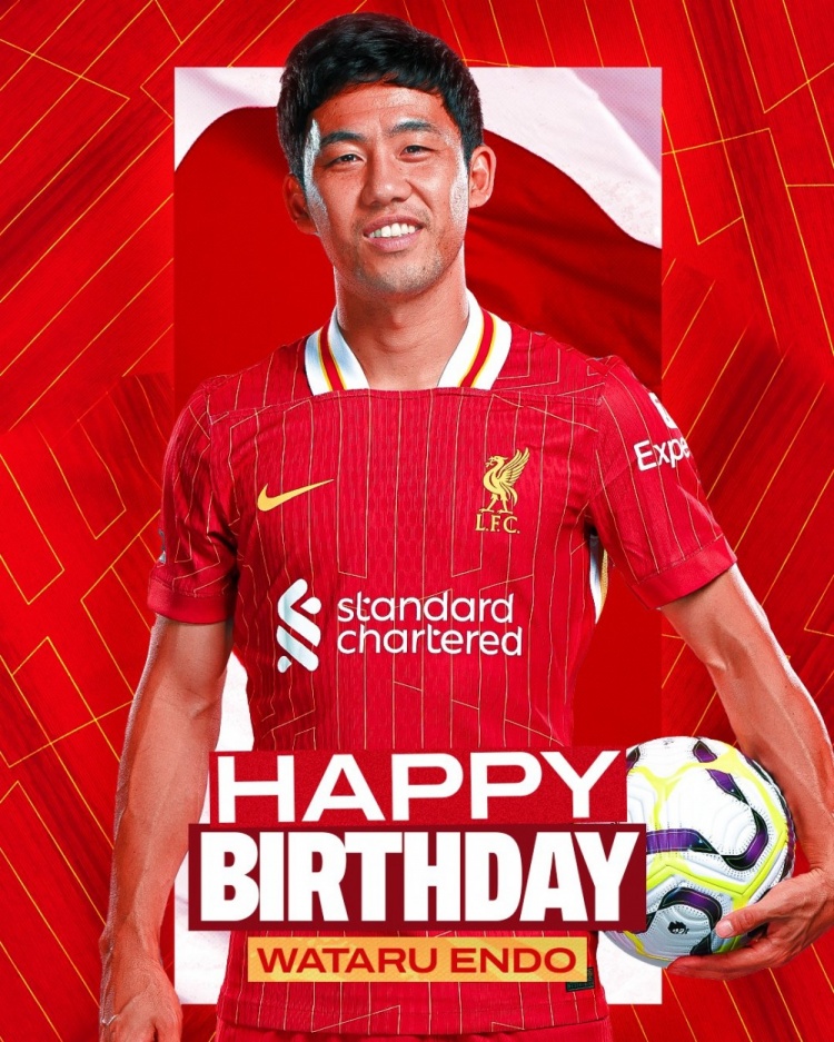  利物浦祝遠藤航32歲生日快樂，球員加盟紅軍至今出戰(zhàn)62場比賽