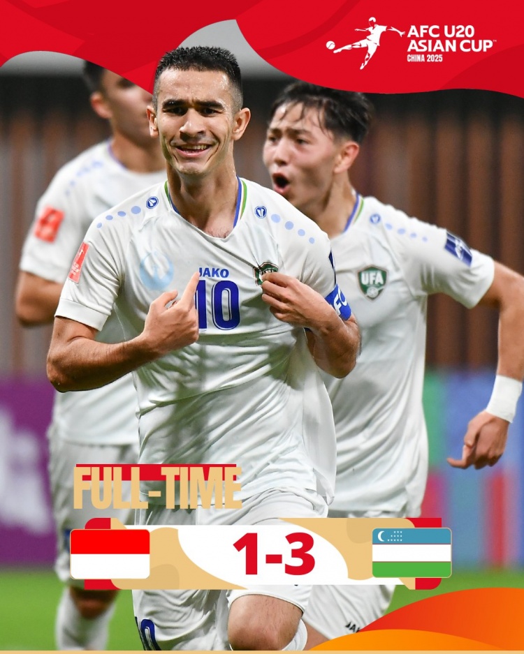  烏茲別克斯坦U20隊3-1印尼U20隊兩連勝晉級8強，印尼U20隊出局