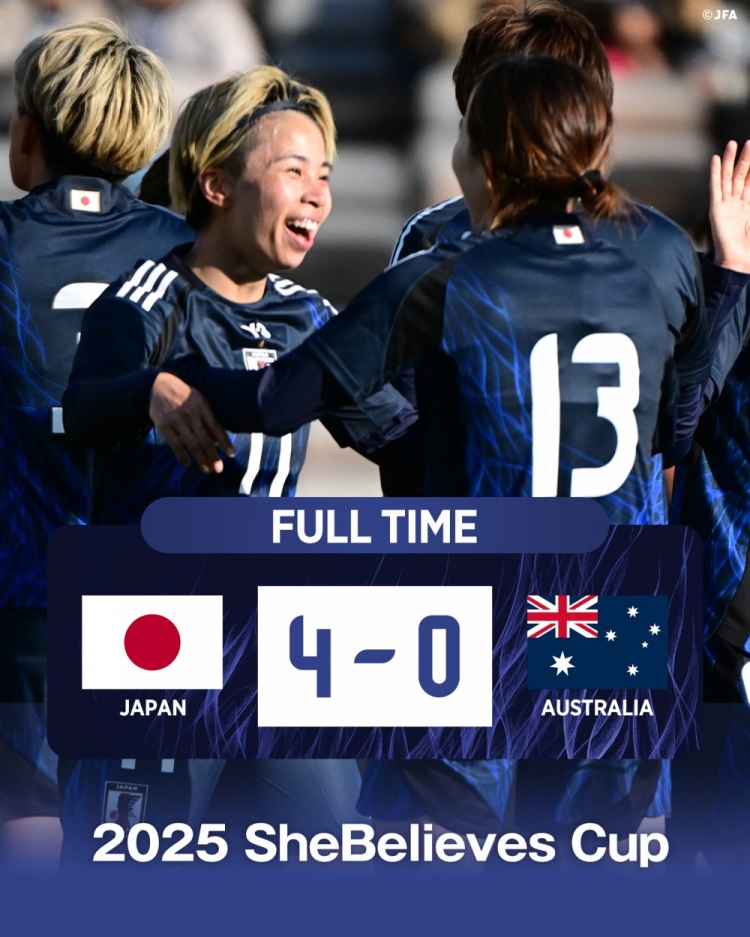  熱身賽日本女足4-0澳大利亞女足，田中美南2射1傳&長谷川唯任隊長