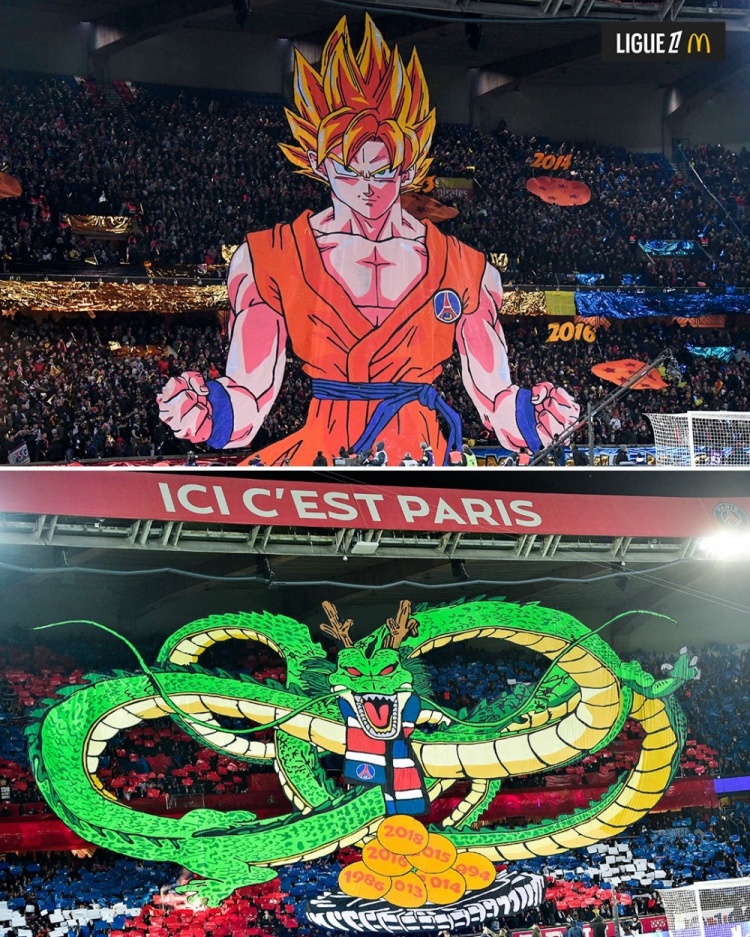  逝世一周年，法甲官推曬昔日巴黎主場龍珠TIFO：鳥山明經(jīng)典永存