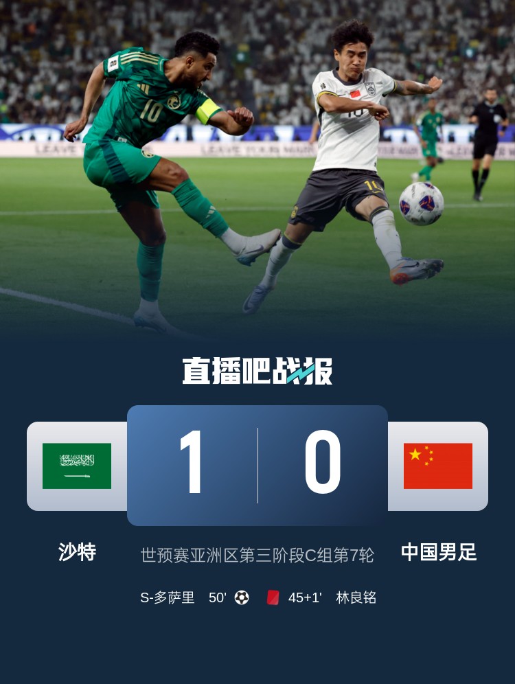  1-0小勝國(guó)足終結(jié)沙特在18強(qiáng)賽191天的進(jìn)球荒，上次進(jìn)球也是戰(zhàn)國(guó)足